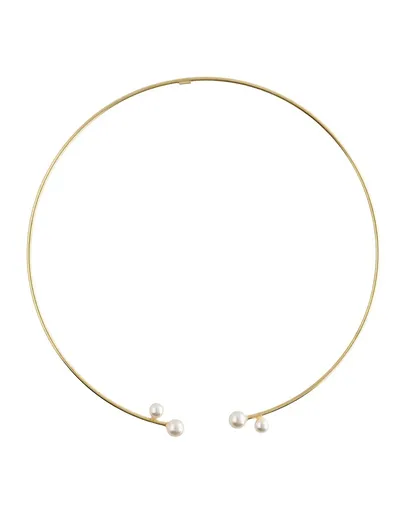 Victoria Cruz Pevný pozlacený náhrdelník s perlami Sera A5557-00DG