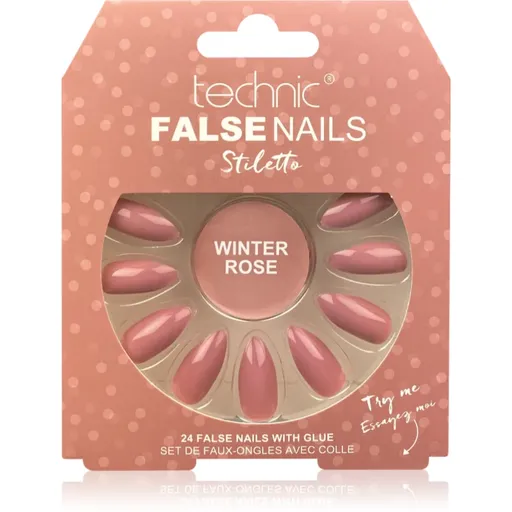 Technic Cosmetics False Nails Stiletto umělé nehty Winter Rose 24 ks