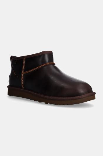 Kožené sněhule UGG Classic Ultra Mini Lthr Regen hnědá barva, 1158191-IWD