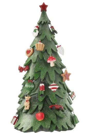 Červeno-zelený strom s ozdobami Xmas Tree - 21*33*63 cm J-Line by Jolipa