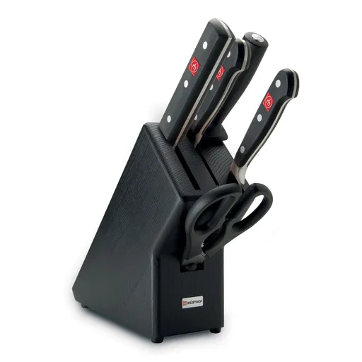 Sada nožů s černým blokem, sekáčkem, ocílkou a nůžkami 6 dílná Classic WÜSTHOF