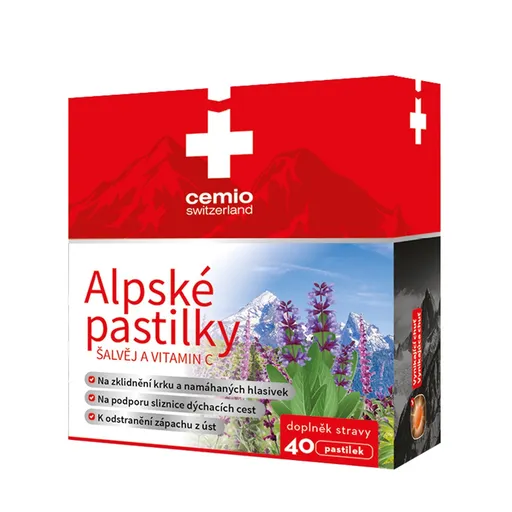 Cemio Alpské pastilky šalvěj a vitamin C 40 pastilek