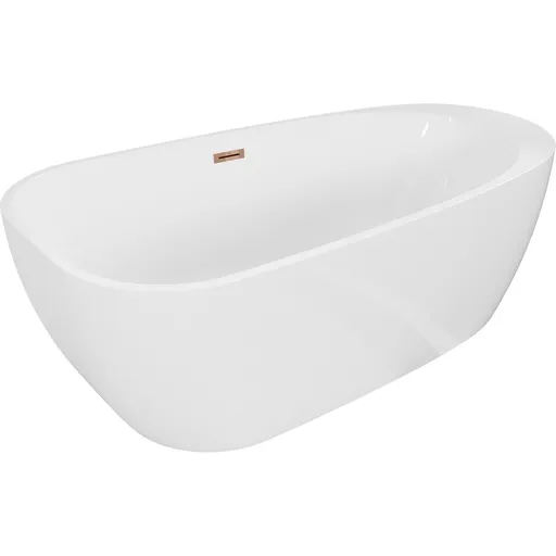 MEXEN/S Giada volně stojící vana 170 x 90, bílá lesk, sifon a přepad růžové zlato 52741709000-60