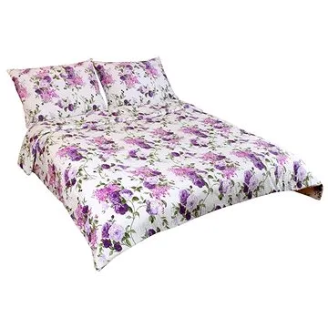 Bellatex Krepové na dvoudeku - 1x 220 × 200, 2ks 70 × 90 cm - lila růže (5006)