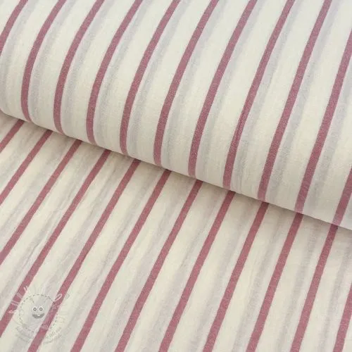 Dvojitá gázovina/mušelín YARN DYED Thin strip mauve