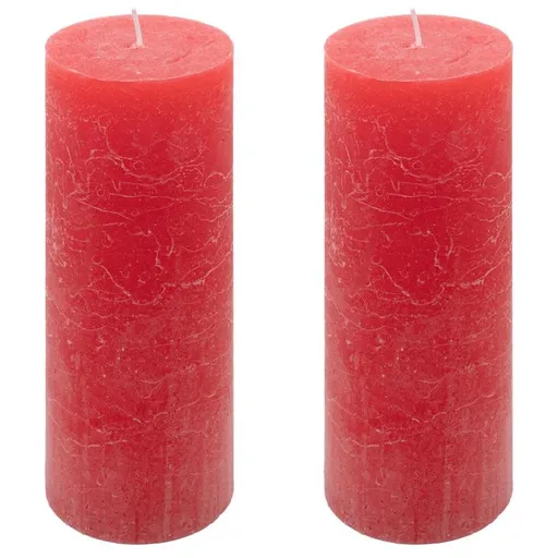 Červená parafínová svíčka rustikální 20 cm, 90 h, sada 2 ks