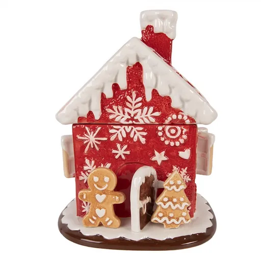 Červená keramická dóza perníková chaloupka Gingerbread - Ø 22*28 cm Clayre & Eef
