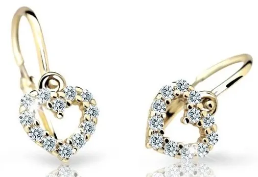 Cutie Diamonds Dětské náušnice ze žlutého zlata Srdíčka s brilianty DC2157-10-00-X-1