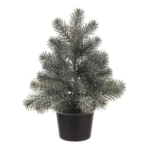 Dekorační Smrk v květináči, 40 cm, zelená, jemně ojíněný, 40 cm