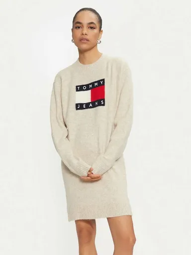 Tommy Jeans dámské béžové úpletové šaty DW0DW18719 XS