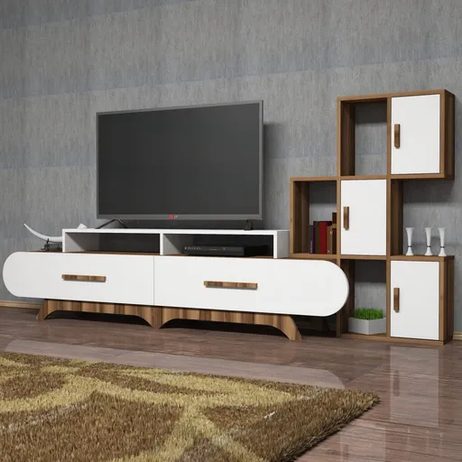 TV stěna / Sestava pod TV Flora S - Walnut, White