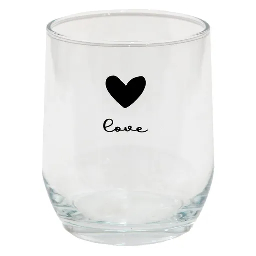 Sklenička se srdíčkem Love Birds - Ø 8*9 cm / 300 ml LBSGL0008