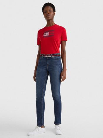 Tommy Hilfiger dámské červené tričko - XS (XLG)