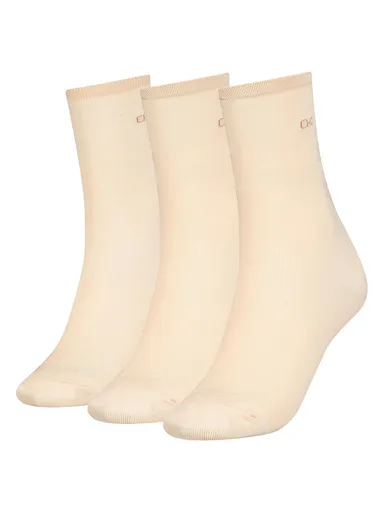 Calvin Klein dámské béžové ponožky 3 pack 701219848 ONE SIZE