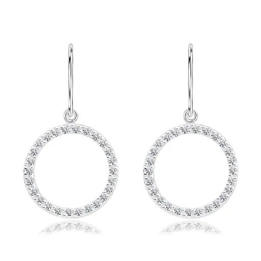 Náušnice ze stříbra 925 - kruhové kontury s čirými zirkony, afro háček
