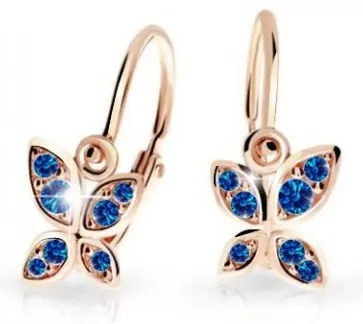 Cutie Jewellery Dětské náušnice z růžového zlata Motýlci C2259-10-X-4 modrá