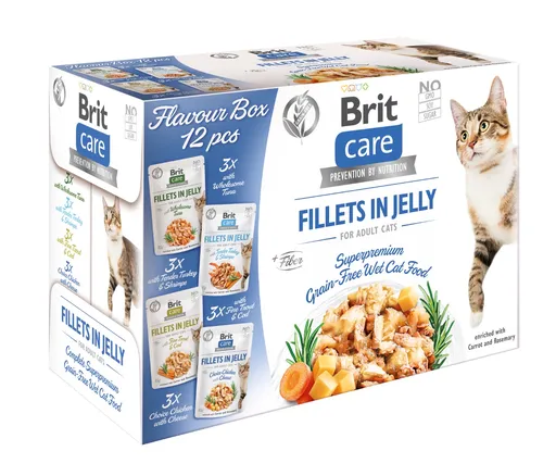 Brit Care Cat Fillets in jelly 4 příchutě 12x85 g