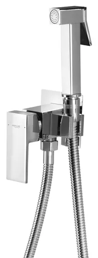 AQUALINE Podomítková bidetová baterie se Stop sprškou, hadice 1,2m, hranatá, chrom SK301