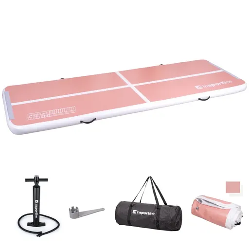 Airtrack inSPORTline Airstunt 300x100x10 cm korálová růžová s ruční pumpou