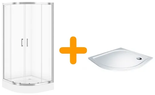 CERSANIT/S SPRCHOVÝ KOUT ČTVRTKRUH 90x90 TRANSPARENT SKLO + VANIČKA S158-005-SET1
