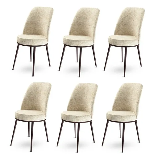 Sada jídelních židlí Dexa Cream and Brown, 6 ks, 6 ks