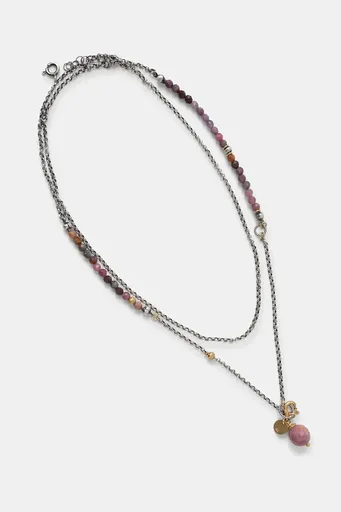 Ručně vyrobený náhrdelník z pozlaceného stříbra s rubínem a turmalínem Answear.LAB