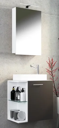 VCM 3dílné umyvadlo pro hosty Hausa se zrcadlem, antracit