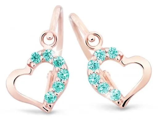 Cutie Jewellery Něžné dětské náušnice z růžového zlata C2757-10-X-4 světle zelená