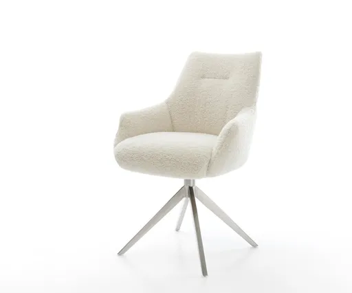 Jídelní židle Alja-Flex s područkami plyšový manšestr béžová