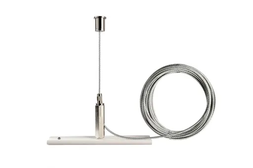 Light Impressions Deko-Light kolejnicový systém 3-fázový 230V D Line závěsný držák Mini 5,0m lanko bílá RAL 9016 120 mm 710094