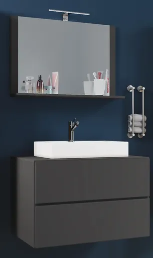 VCM 3dílná umyvadlová skříňka Lendas M 80 cm se zrcadlem, antracitová