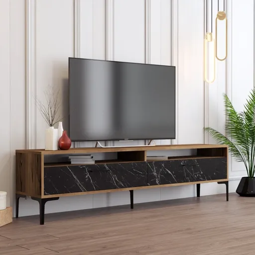 TV stolek Istanbul 2 - Walnut Black Marble