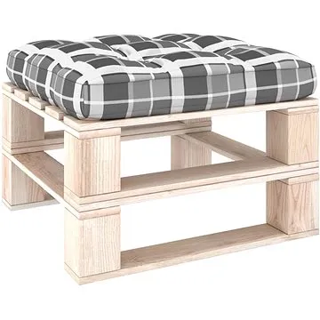 Poduška na pohovku z palet šedá károvaná 58 x 58 x 10 cm (314647)