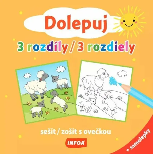 Dolepuj 3 rozdíly - sešit s ovečkou + samolepky