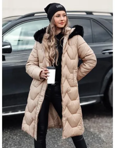 Dámská prošívaná dlouhá zimní bunda WINTERACT béžová