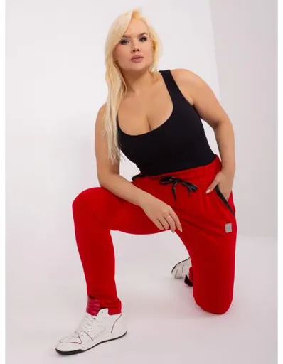 Dámské tepláky se zavazováním plus size RIVA červené