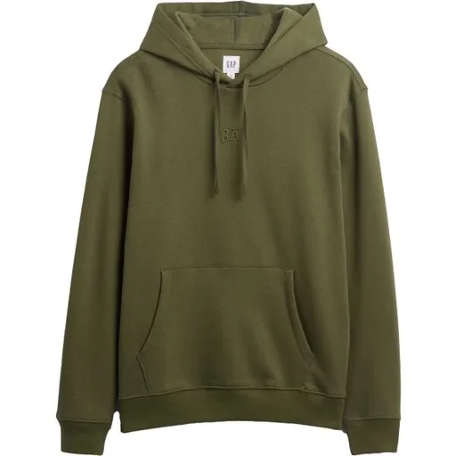 GAP V-FRCH TONAL MINI LOGO RELAXED PO HD Pánská mikina s kapucí, khaki, velikost