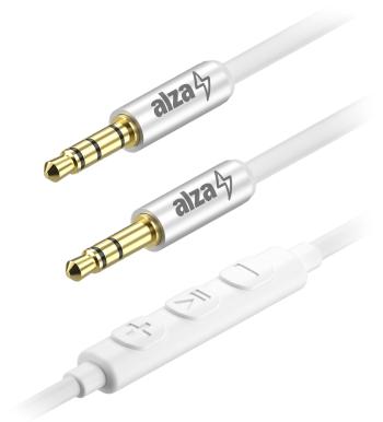 Audio kábel AlzaPower Alucore Audio 3,5 mm Jack 4P-TRRS (M) to 3,5 mm Jack (M) 1 m ezüst