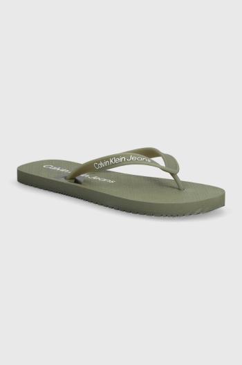 Žabky Calvin Klein Jeans BEACH SANDAL GLOSSY pánské, zelená barva, YM0YM00952