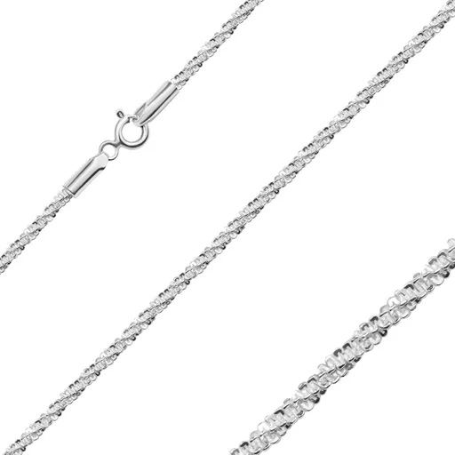 Blýskavý stříbrný 925 řetízek - hustě pospojovaná očka do spirály, šířka 2 mm, délka 550 mm