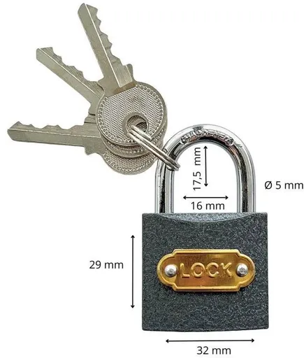 Zámek visací ocelový, 32 mm (123232)