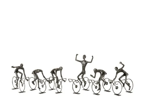 6 ks dekorativních sošek cyklistů závodníků S - 15*5,5*14 cm J-Line by Jolipa