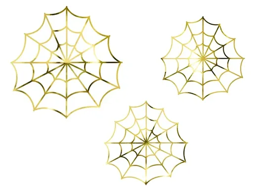 PartyDeco Papírová dekorace na stůl - Zlatá pavučina 3 ks