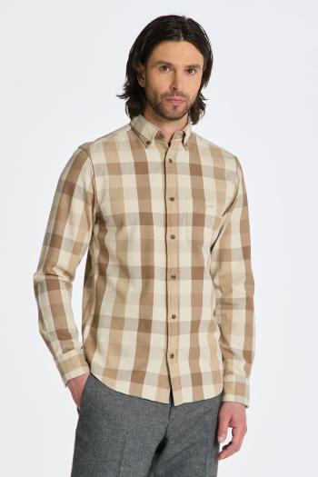 KOŠILE GANT REG HERRINGBONE FLANNEL CHK SHIRT COLD BEIGE