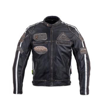 Pánská kožená moto bunda W-TEC Sheawen Vintage  černá  4XL