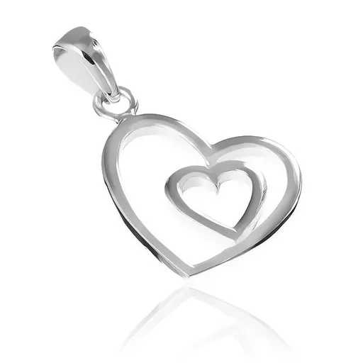 Stříbrný přívěsek 925 - silueta srdíčka ve větším srdci