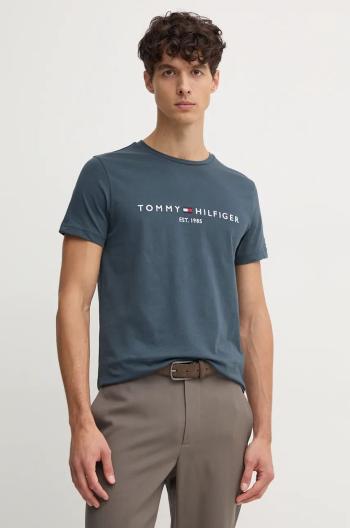 Bavlněné tričko Tommy Hilfiger šedá barva, s aplikací