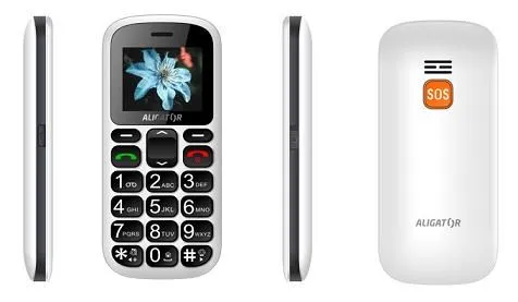 Aligator A321 Senior Dual SIM, bílá + nabíjecí stojánek