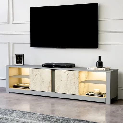 TV stolek Aydos - Grey, Travertine