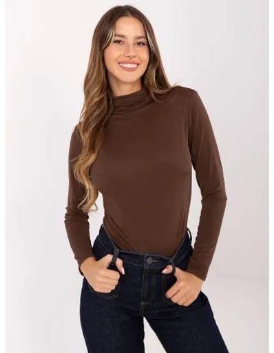 Hnědá elegantní blůza s dlouhým rukávem RUE PARIS